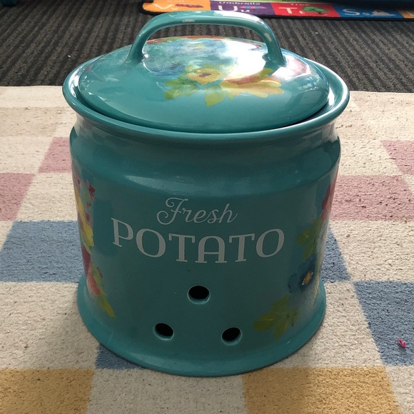 The Pioneer Woman Floral Blue Potato Stoneware Holder ❣️Ship Alone❣️ - Picture 3 of 13